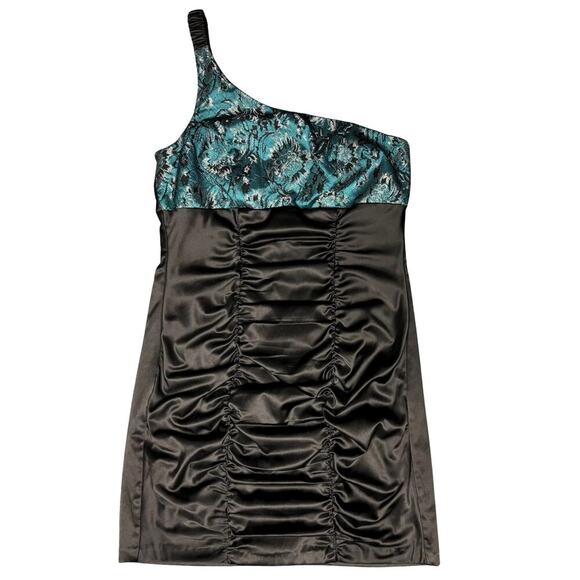 Fredericks of Hollywood Womens Dress‎ One Shoulder Ruched Sz M/L Black Lace USA - Picture 3 of 8